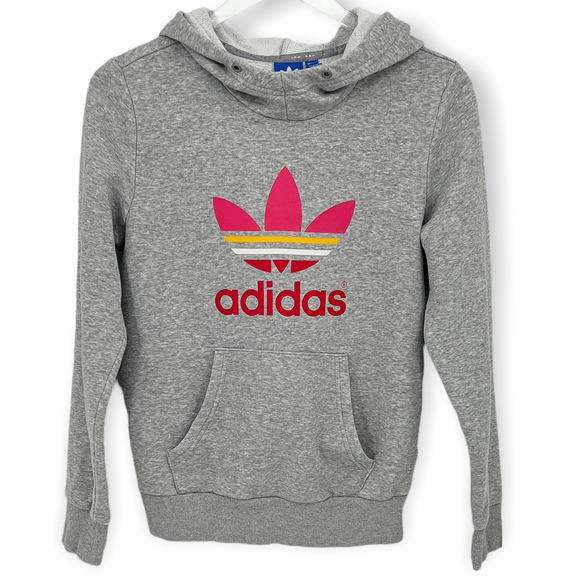 adidas Tops - Adidas Originals Trefoil Rainbow Logo Gray Hoodie Sweatshirt Size Small